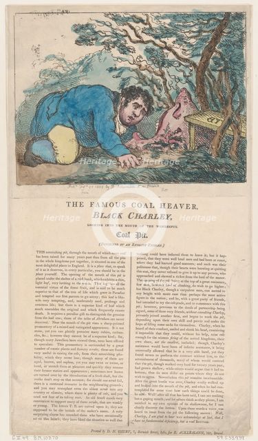The Famous Coal Heaver Black Charley Looking into the Mouth of the Wonderful ..., February 25, 1805. Creator: Thomas Rowlandson.