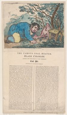 The Famous Coal Heaver Black Charley Looking into the Mouth of the Wonderful ..., February 25, 1805. Creator: Thomas Rowlandson