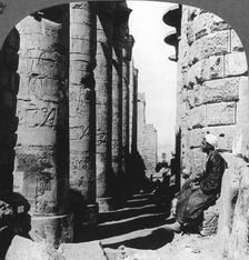 The famous colonnade in the great Temple at Karnak, Thebes, Egypt 1905.Artist: Underwood & Underwood