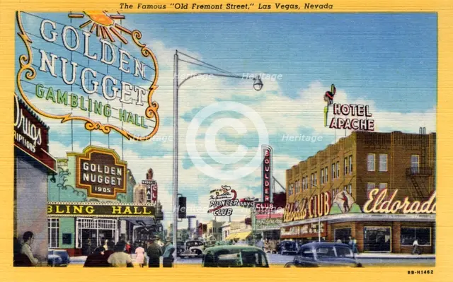 'The Famous Old Fremont Street, Las Vegas, Nevada', postcard, 1948. Artist: Unknown