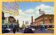 The famous Old Fremont Street, Las Vegas, Nevada postcard, 1950