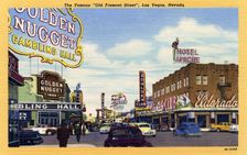 The famous Old Fremont Street, Las Vegas, Nevada postcard, 1950