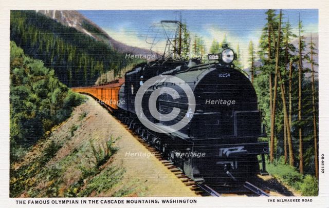 The 'Famous Olympian' travelling through the Cascade Mountains, Washington, USA, 1940. Artist: Unknown