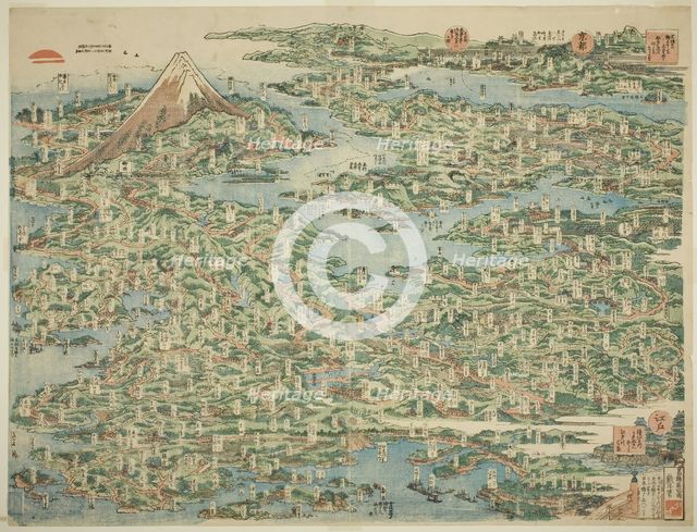 The Famous Places on the Tokaido in One View (Tokaido meisho ichiran), Japan, 1818. Creator: Hokusai.