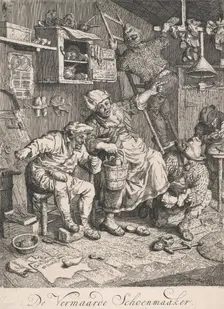 The famous shoemaker. De Vermaarde Schoenmaaker, 1695. Creator: Cornelis Dusart