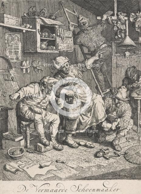 The famous shoemaker. De Vermaarde Schoenmaaker, 1695. Creator: Cornelis Dusart.