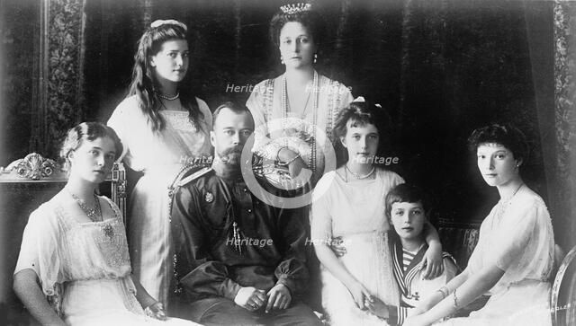 The Family of Tsar Nicholas II of Russia, 1910s.  Artist: Anon