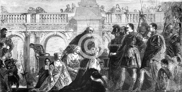 "The Family of Darius Before Alexander" - in the National Gallery - painted by Paul Veronese, 1857. Creator: Henry Duff Linton.