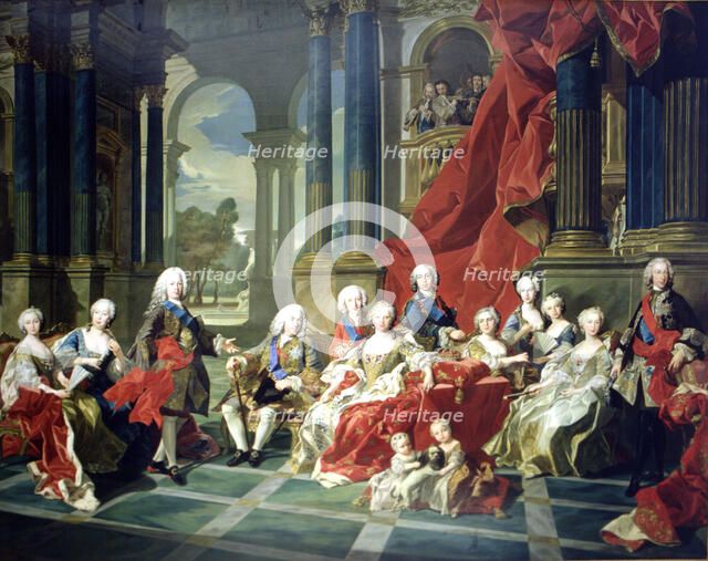 The family of Felipe V, oil painting, appear with the king, his second wife Elizabeth Farnese and…