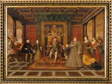 The family of Henry VIII: An Allegory of the Tudor Succession 1572. Creators: King Henry VIII, Lucas de Heere