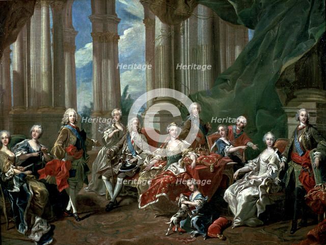 The family of Philip V, oil by Louis Van Loo.