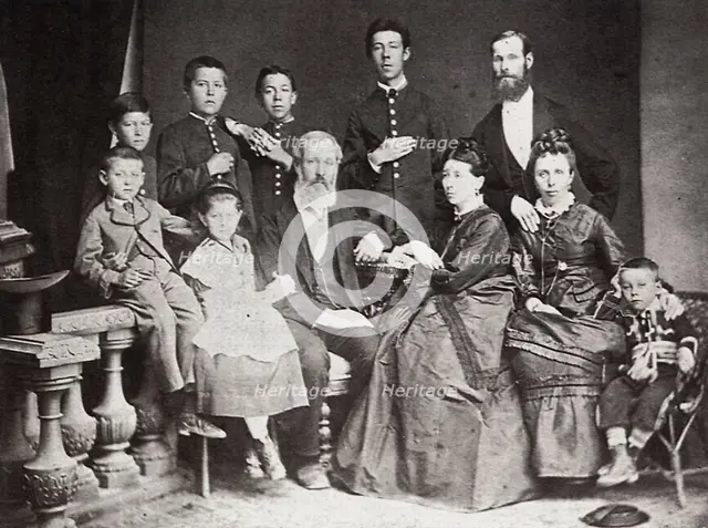 The family of Russian author and playwright Anton Chekhov, Taganrog, Russia, 1874. Artist: S Isakovich