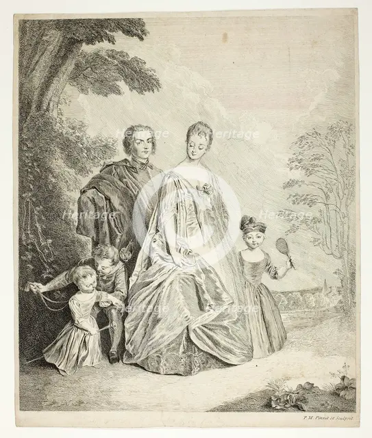 The Family Promenade, also called Philippe Mercier, His First Wife, and Family, c. 1725. Creator: Philippe Mercier.
