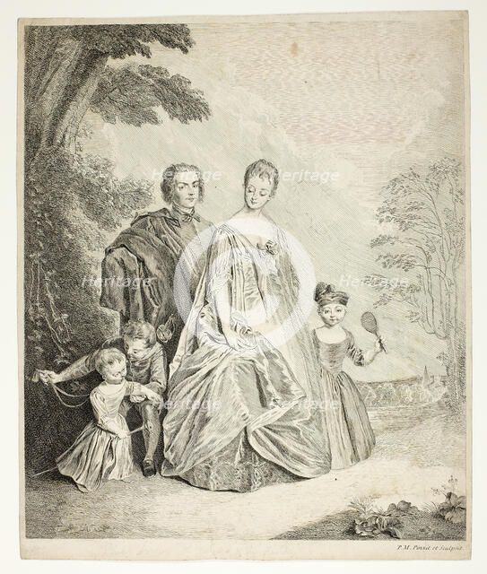 The Family Promenade, also called Philippe Mercier, His First Wife, and Family, c. 1725. Creator: Philippe Mercier.