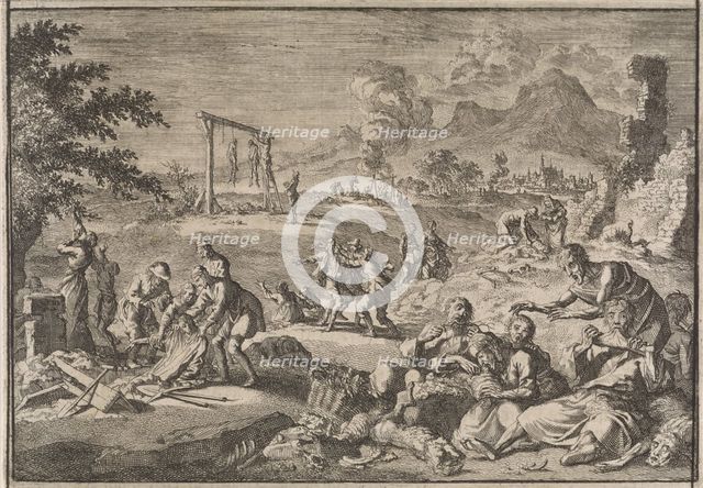 The Famine in Germany, 1637, 1701. Creator: Luyken, Caspar (1672-1708).