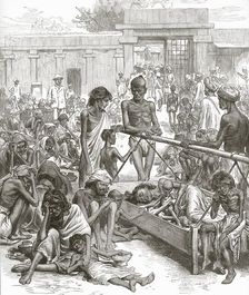 The Famine in India: Natives Waiting for Relief at Bangalore, October 1877. Creator: English School (19th Century)
