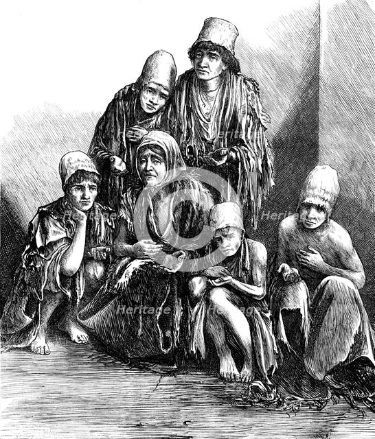 The Famine in Persia: starving people at Shiraz, 1871. Creator: Unknown.