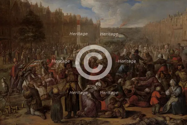 The Famished People after the Relief of the Siege of Leiden, 1574-1629. Creator: Otto Van Veen.