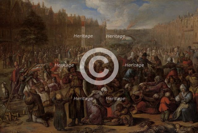 The Famished People after the Relief of the Siege of Leiden, 1574-1629. Creator: Otto Van Veen.