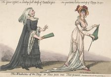 The Fashions of the Day - or Time Past and Time Present: The Year (1740) a Lady's Full..., ca. 1808. Creator: Anon
