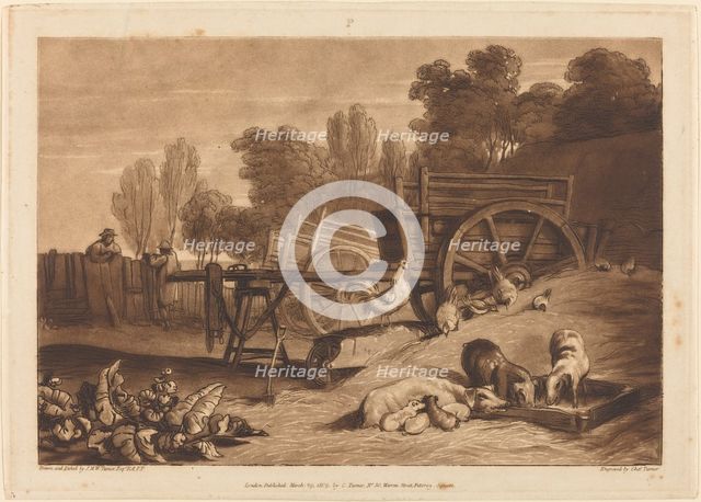 The Farm-yard with the Cock, published 1809. Creator: JMW Turner.