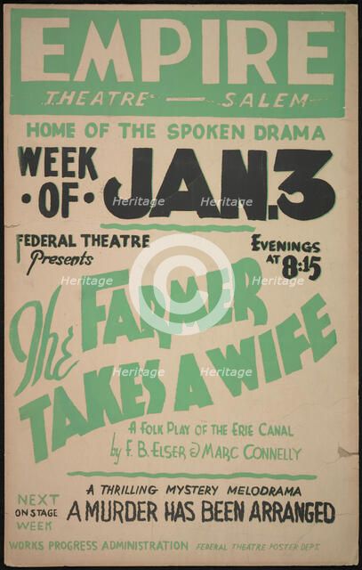 The Farmer Takes a Wife, Salem, MA, 1938. Creator: Unknown.