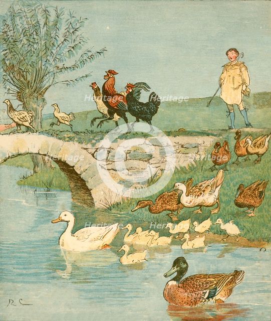 The Farmer's Boy with chickens and ducks, c1881. Creator: Randolph Caldecott.