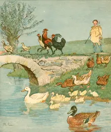 The Farmer's Boy with chickens and ducks, c1881. Creator: Randolph Caldecott