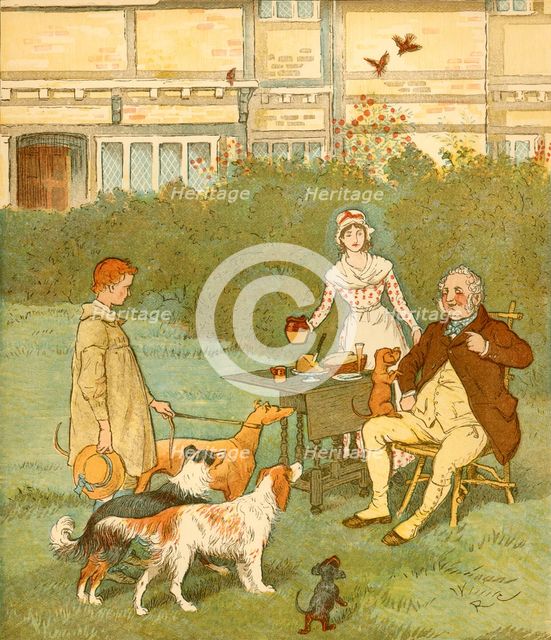 The Farmer's Boy with his master's dogs, c1881. Creator: Randolph Caldecott.