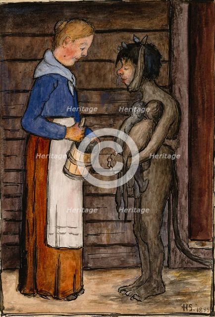 The Farmer's Wife and Poor Devil, 1899. Creator: Hugo Simberg.