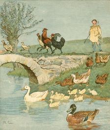 The Farmer's Boy with chickens and ducks, c1881. Creator: Randolph Caldecott