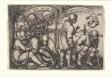 The farmers behind the hedge, from the episode "The Farmers Festival or The Twelve..., 1546-1547. Creator: Beham, Hans Sebald (1500-1550)