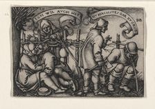 The farmers behind the hedge, from the episode "The Farmers Festival or The Twelve..., 1546-1547. Creator: Beham, Hans Sebald (1500-1550)