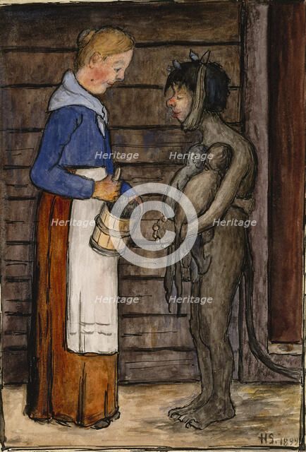 The Farmer's Wife and Poor Devil, 1899. Creator: Hugo Simberg.