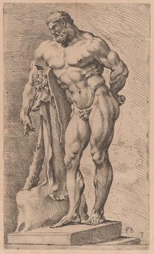 The Farnese Hercules, three-quarter view turned to left [plate 3], 1638. Creator: François Perrier