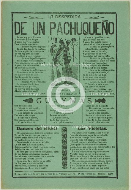 The Farewell of a Man From Pachuca, 1920. Creator: José Guadalupe Posada.