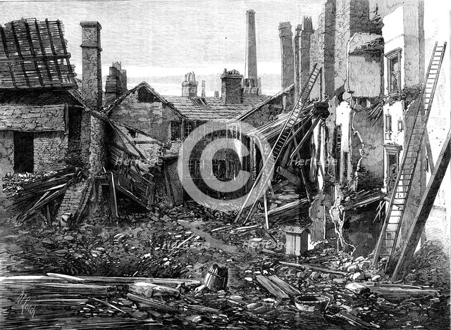 The fatal explosion at a percussion-cap manufactory in Graham-Street, Birmingham:...the ruins, 1862. Creator: Unknown.