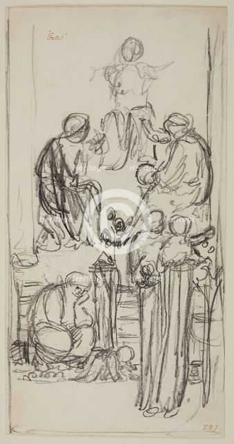 The Fates - composition sketch, 1865. Creator: Sir Edward Coley Burne-Jones.
