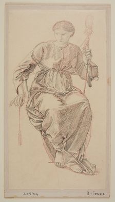 The Fates - drapery study of one of the Fates, 1865-66. Creator: Sir Edward Coley Burne-Jones