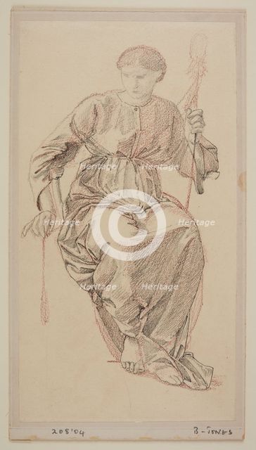 The Fates - drapery study of one of the Fates, 1865-66. Creator: Sir Edward Coley Burne-Jones.