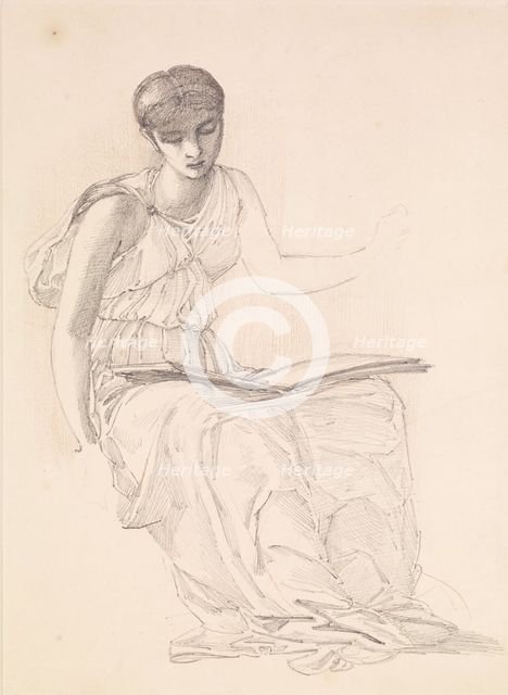 The Fates - study of drapery for figure of Clotho, 1865. Creator: Sir Edward Coley Burne-Jones.