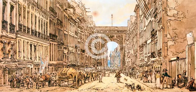 'The Faubourg and the Porte Saint-Denis', 1801. Artist: Thomas Girtin