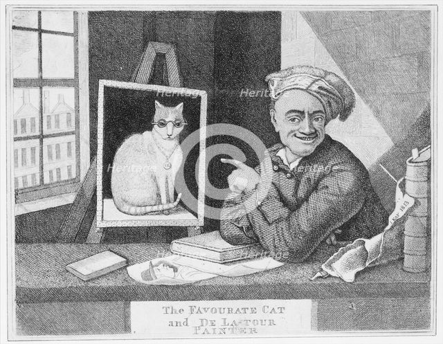 The Favourite Cat and De La-Tour Painter, 1813. Creator: John Kay.