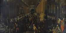 The Feast of Belshazzar, 1596. Artist: Valckenborch, Frederik van (1566-1623)