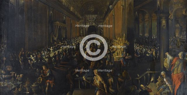 The Feast of Belshazzar, 1596. Artist: Valckenborch, Frederik van (1566-1623)