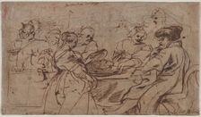 The Feast of Herod (recto) Tomyris with the Head of Cyrus (verso), c. 1637-1638. Creator: Peter Paul Rubens (Flemish, 1577-1640)