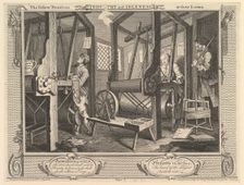 The Fellow Prentices at their Looms: Industry and Idleness, plate 1, September 30, 1747. Creator: William Hogarth