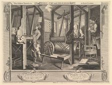 The Fellow Prentices at their Looms: Industry and Idleness, plate 1, September 30, 1747. Creator: William Hogarth