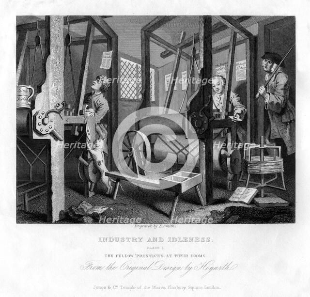 'The fellow 'prentices at their looms', plate I of 'Industry and Idleness', 1833.Artist: E Smith