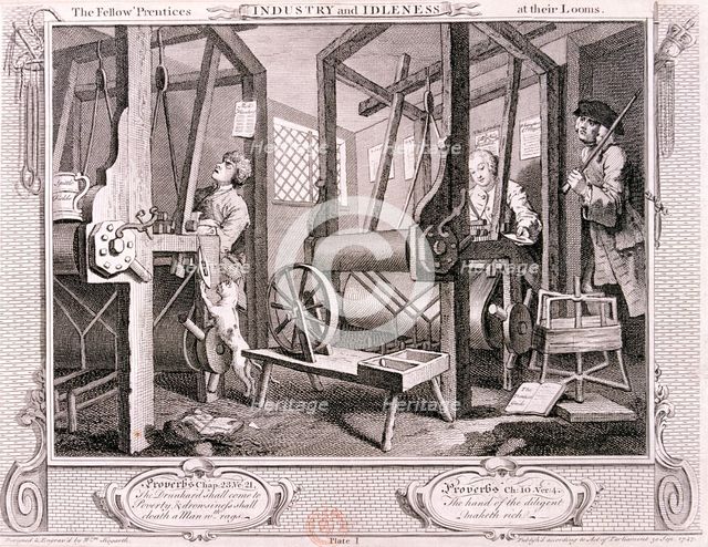 'The fellow 'prentices at their looms', plate I of Industry and Idleness, 1747. Artist: William Hogarth